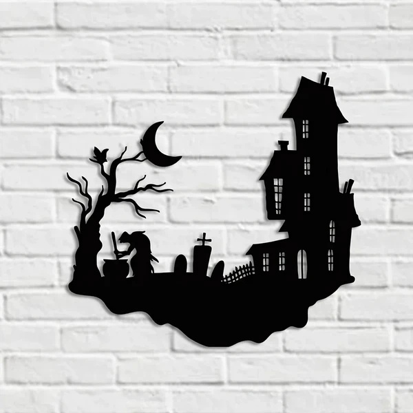 Gothic Skull Metal Wall Art – Vintage Halloween Decoration